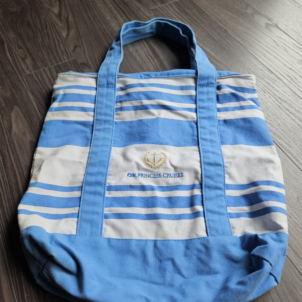 Princess Cruises Stripe Zipper Canvas Tote Bag